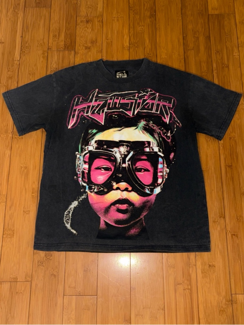 Hellstar Graphic Short Sleeve Tee in Black with Pink Face Print S